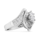 14K White Gold 1 1/4 Cttw Pie, Baguette and Princess cut Diamond Marquise Shape Engagement Cocktail Ring (H-I Color, SI2-I1 Clarity)-2