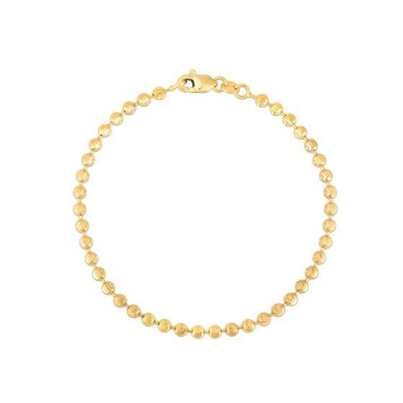 Moon Cut Bead Chain Bracelet in 14k Yellow Gold  (3.00 mm)