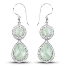 11.82 Carat Genuine Aquamarine .925 Sterling Silver Earrings-1