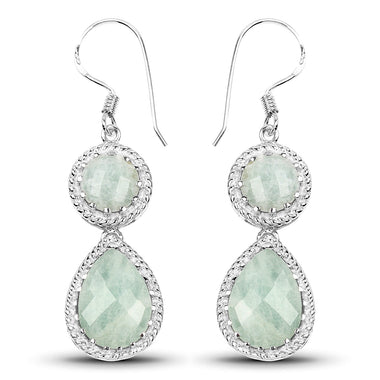 11.82 Carat Genuine Aquamarine .925 Sterling Silver Earrings