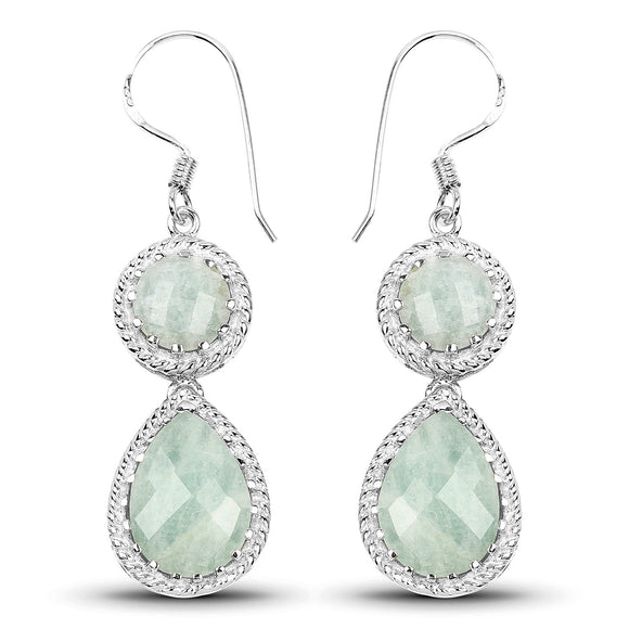 11.82 Carat Genuine Aquamarine .925 Sterling Silver Earrings