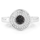 0.20 Carat Genuine Black Diamond and White Diamond .925 Sterling Silver Ring-3