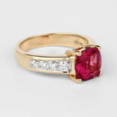 2.70 Carat Genuine Rubellite and White Diamond 14K Yellow Gold Ring-4