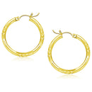 10k Yellow Gold Diamond Cut Hoop Earrings (25mm)-1