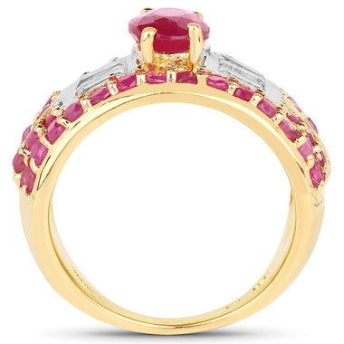 4.23 Carat Glass Filled Ruby and White Topaz .925 Sterling Silver Ring - 0