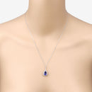 3.05 Carat Genuine Tanzanite and White Diamond 14K White Gold Pendant-4
