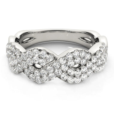 Diamond Studded Interlocking Waves Ring in 14k White Gold (5/8 cttw) - 0