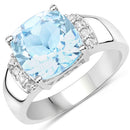 4.58 Carat Genuine Blue Topaz and White Topaz .925 Sterling Silver Ring-1