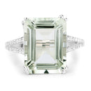 10.64 Carat Genuine Green Amethyst and White Topaz .925 Sterling Silver Ring-3