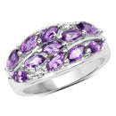 1.67 Carat Genuine  Amethyst and White Topaz .925 Sterling Silver Ring-1