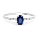 0.54 Carat Genuine Blue Sapphire and White Diamond 14K White Gold Ring-3