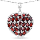 6.98 Carat Genuine Garnet and White Topaz .925 Sterling Silver Pendant-1
