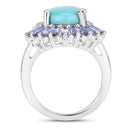 6.10 Carat Genuine Larimar and Tanzanite .925 Sterling Silver Ring-2