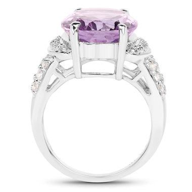 8.98 Carat Genuine Amethyst & White Topaz .925 Sterling Silver Ring - 0