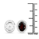2.77 Carat Genuine Garnet and White Diamond .925 Sterling Silver Earrings-3