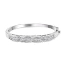 14K White Gold 3 1/3 Cttw Invisible Set Princess-Cut Diamond Wave Bangle Bracelet (H-I Color, SI1-SI2 Clarity) - Size 7"-1