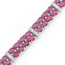 17.65 Carat Glass Filled Ruby and White Topaz .925 Sterling Silver Bracelet-3