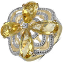 14K Yellow Gold Plated 8.81 Carat Genuine Citrine & White Diamond .925 Sterling Silver Ring-1