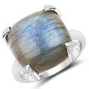 16.95 Carat Genuine Labradorite .925 Sterling Silver Ring-1