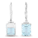 7.91 Carat Genuine Blue Topaz and White Topaz .925 Sterling Silver Earrings-3