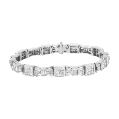 14K Yellow Gold 9.0 Cttw Diamond Alternating Bow and Box Link Bracelet (G-H Color, VS1-VS2 Clarity)- 7" - 0