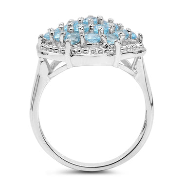 1.90 Carat Genuine Swiss Blue Topaz .925 Sterling Silver Ring - 0