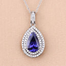 2.56 Carat Genuine Tanzanite and White Diamond 14K White Gold Pendant-3