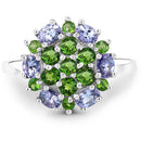 2.03 Carat Genuine Tanzanite and Chrome Diopside .925 Sterling Silver Ring-3
