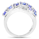 1.71 Carat Genuine Tanzanite and White Diamond .925 Sterling Silver Ring-2