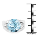 7.21 Carat Genuine Blue Topaz and White Cubic Zirconia .925 Sterling Silver Ring-3