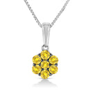 .925 Sterling Silver 1/2 Cttw Prong Set Treated Green Diamond Floral Cluster 18" Pendant Necklace (Green Color, I1-I2 Clarity)-5