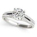 14k White Gold Split Shank Round Diamond Engagement Ring (1 1/8 cttw)-1