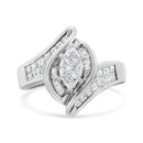 14K White Gold 1 1/4 Cttw Pie, Baguette and Princess cut Diamond Marquise Shape Engagement Cocktail Ring (H-I Color, SI2-I1 Clarity)-3