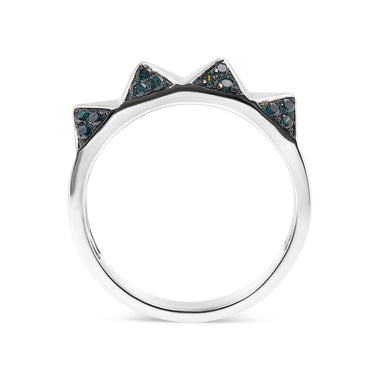14K White Gold 1/4 Cttw Treated Blue Diamond Pyramid Band Ring (Blue Color, SI1-SI2 Clarity)- Size 7 - 0