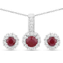 2.17 Carat Genuine Ruby and White Topaz .925 Sterling Silver Jewelry Set-1