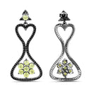 6.93 Carat Genuine Peridot and Black Spinel .925 Sterling Silver Earrings-2