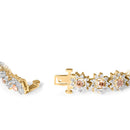 14K Yellow Gold 8.00 Cttw Champagne Diamond Floral Cluster Halo Link Bracelet (H-I Color, I1-I2 Clarity)-2