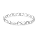 .925 Sterling Silver 1/3 Cttw Round-Cut Diamond Double Heart Infinity Link 7.25" Bracelet (H-I Color, I3 Clarity)-2