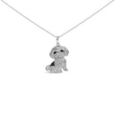 .925 Sterling Silver 1/2 Cttw White and Black Diamond Shih Tzu Dog 18" Pendant Necklace (I-J Color, I2-I3 Clarity)-2