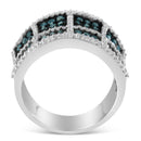 14K White Gold White and Treated Blue Diamond Cocktail Ring (1 1/2 Cttw, H-I Color, I1-I2 Clarity) - Size 6-2