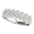 Diamond Studded Wide Multi-Diagonal Pattern Ring in 14k White Gold (5/8 cttw)-1