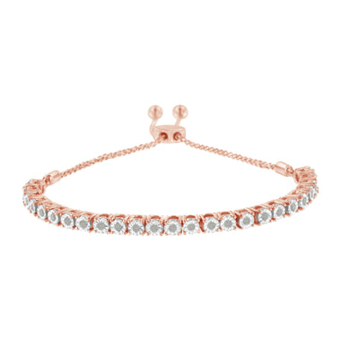 10K Yellow Gold over .925 Sterling Silver 1/4 Cttw Miracle-Set Diamond 4â€-10â€ Adjustable Bolo Tennis Bracelet (I-J Color, I3 Clarity) - 0