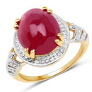 14K Yellow Gold Plated 4.46 Carat Genuine Glass Filled Ruby .925 Sterling Silver Ring-1