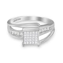 10K White Gold 1/3 Cttw Invisible Set Princess-cut Diamond Cluster Bypass Ring (H-I Color, SI1-SI2 Clarity) - Ring Size 7-1