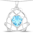 11.50 Carat Genuine Swiss Blue Topaz .925 Sterling Silver Pendant-1