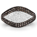 0.50 Carat Genuine Champagne Diamond and White Diamond .925 Sterling Silver Ring-3