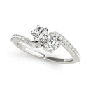 Curved Band Two Stone Diamond Ring in 14k White Gold (3/4 cttw)-1