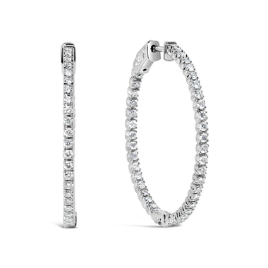 14K White Gold 1 1/2 Cttw Lab Grown Diamond Inside Out Hoop Earrings (G-H Color, VS2-SI1 Clarity) - 0