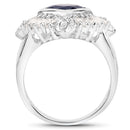 3.06 Carat Glass Filled Sapphire and White Topaz .925 Sterling Silver Ring-2