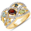 1.76 Carat Genuine Multi Stones .925 Sterling Silver Ring-1